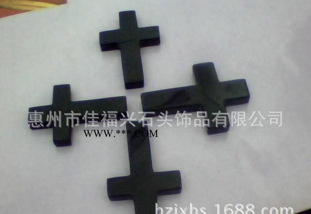 23mm*35mm*4mm订做黑玛瑙十字架吊坠 宝石宗教十字架图3